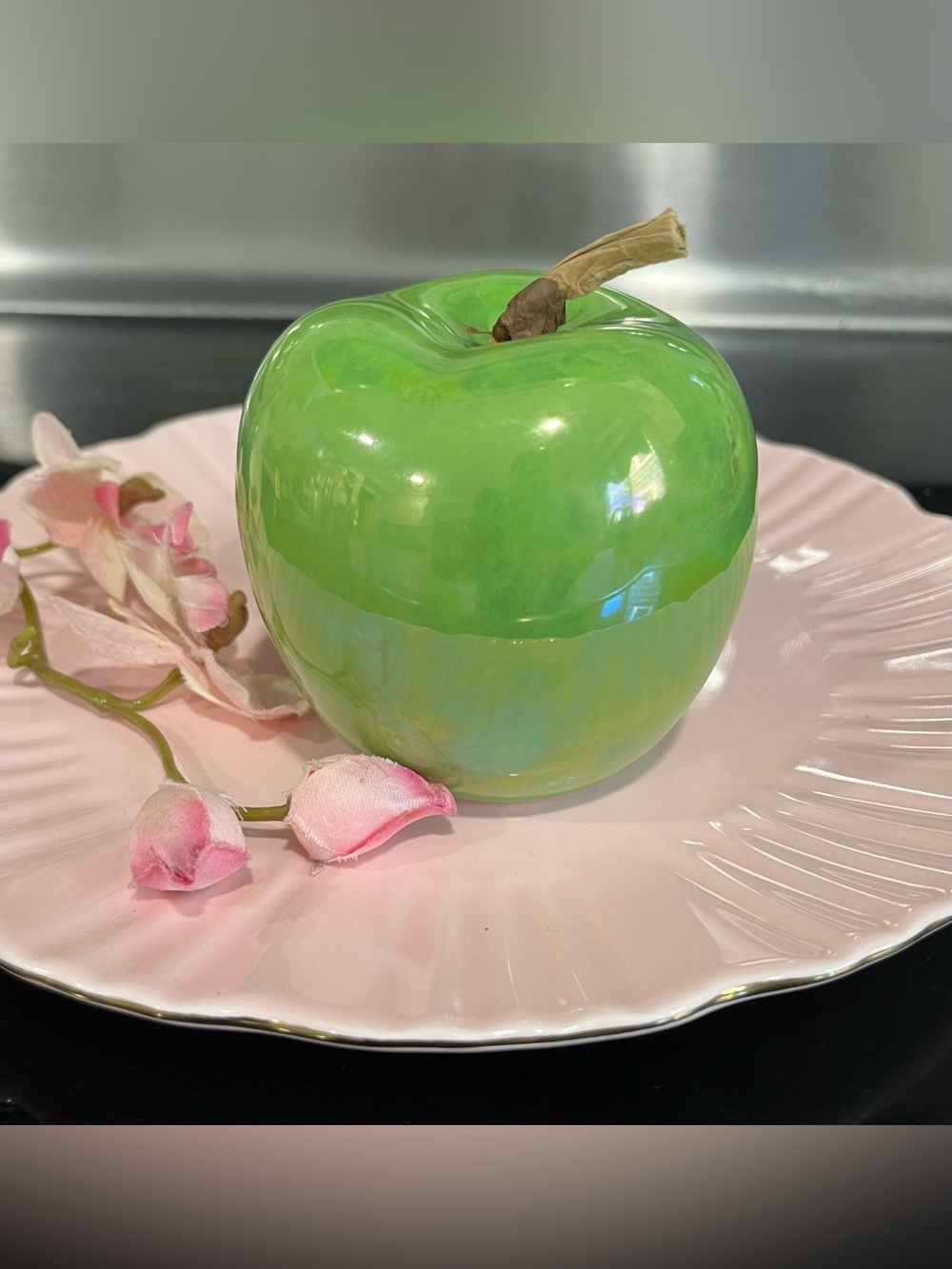 Porcelain Polished Green Apple *Tabletop Art Collectible *Home Accent *Decor